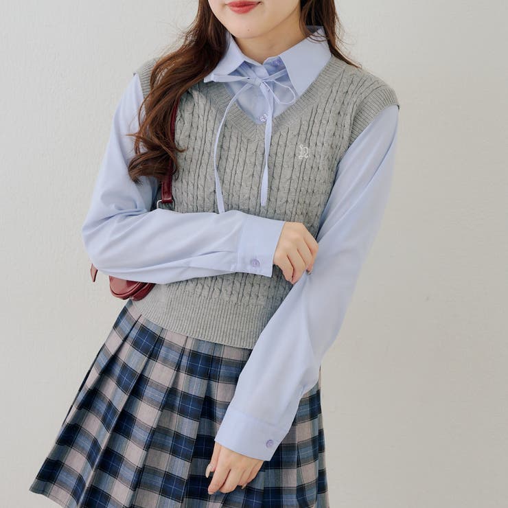 トップグレー | シャツ+ニットベストドッキングプルオーバー | RMAF　NICE CLAUP / OLIVE des OLIVE