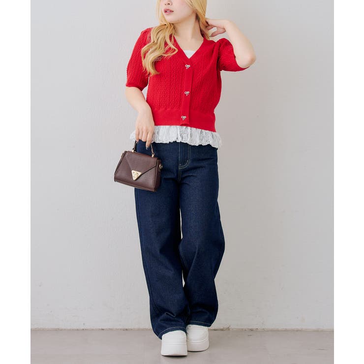 裾レースベビーケーブル半袖ニット | RMAF　NICE CLAUP / OLIVE des OLIVE | 詳細画像7 