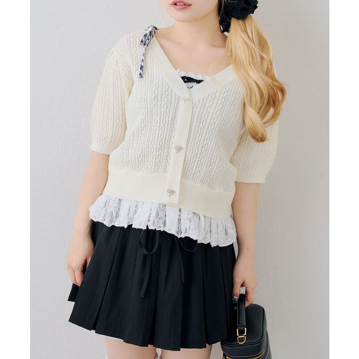 裾レースベビーケーブル半袖ニット | RMAF　NICE CLAUP / OLIVE des OLIVE | 詳細画像9 