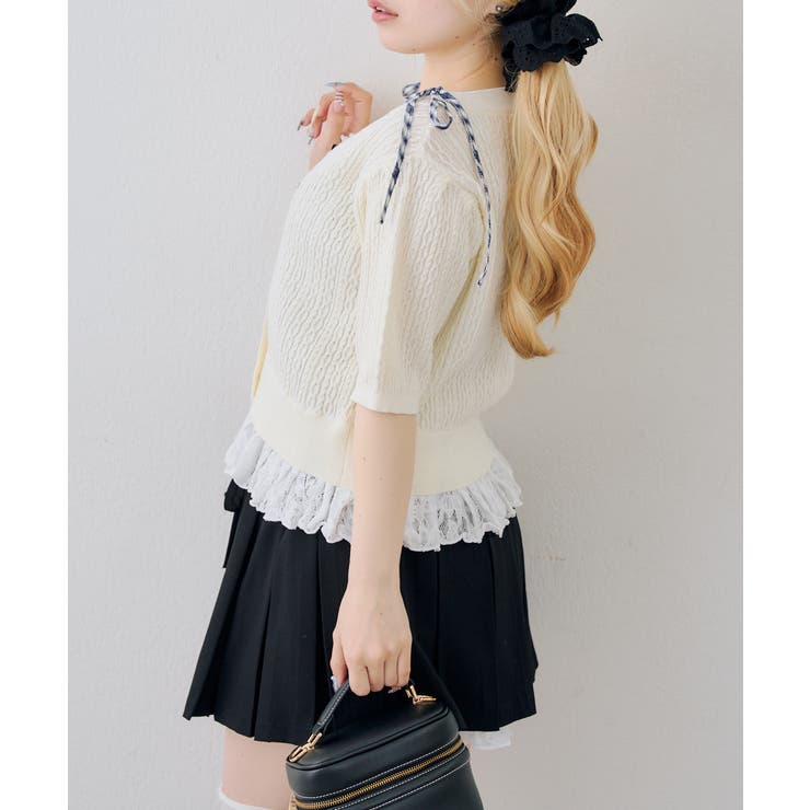 裾レースベビーケーブル半袖ニット | RMAF　NICE CLAUP / OLIVE des OLIVE | 詳細画像11 