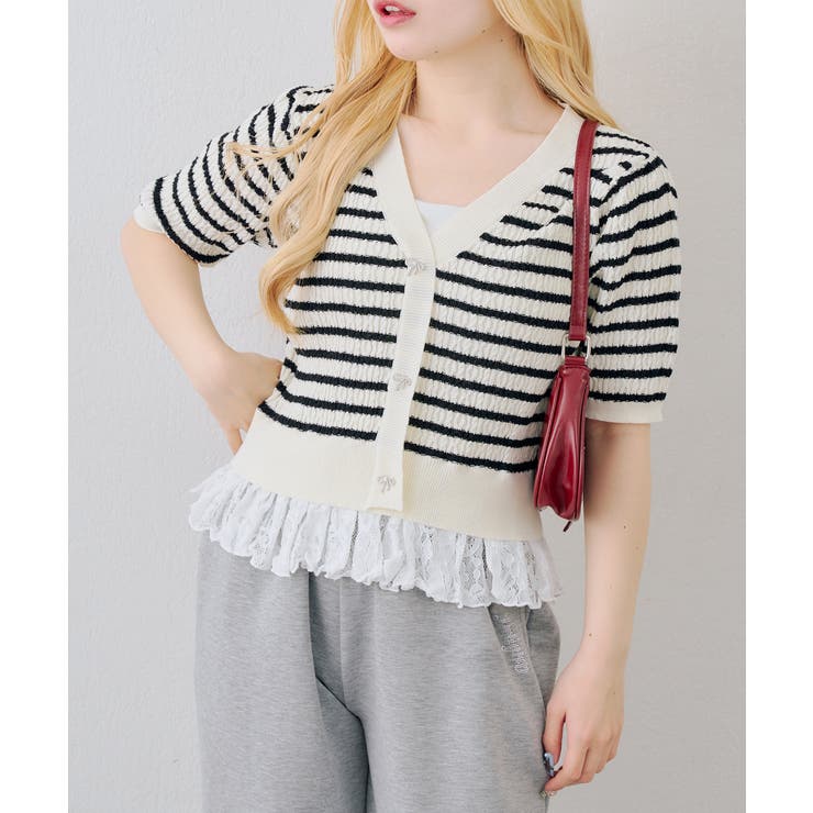 裾レースベビーケーブル半袖ニット | RMAF　NICE CLAUP / OLIVE des OLIVE | 詳細画像16 