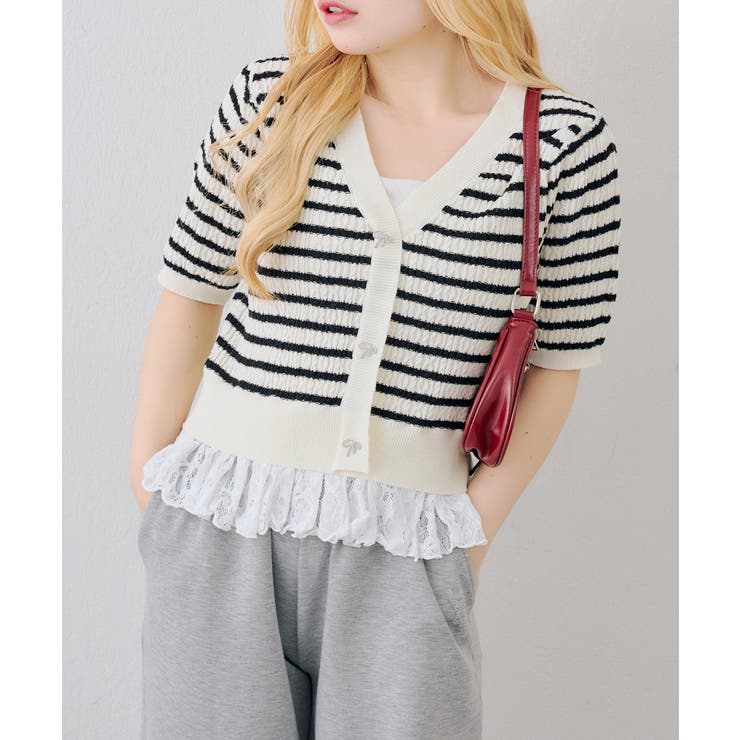 裾レースベビーケーブル半袖ニット | RMAF　NICE CLAUP / OLIVE des OLIVE | 詳細画像17 