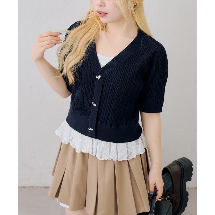 裾レースベビーケーブル半袖ニット | RMAF　NICE CLAUP / OLIVE des OLIVE | 詳細画像28 