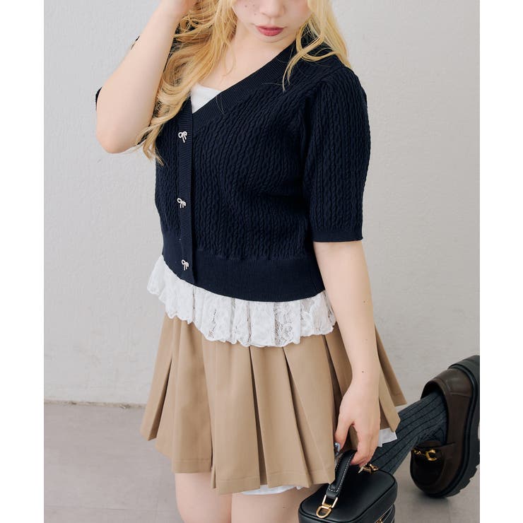 裾レースベビーケーブル半袖ニット | RMAF　NICE CLAUP / OLIVE des OLIVE | 詳細画像32 