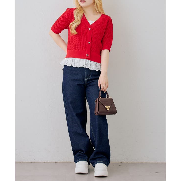 裾レースベビーケーブル半袖ニット | RMAF　NICE CLAUP / OLIVE des OLIVE | 詳細画像6 