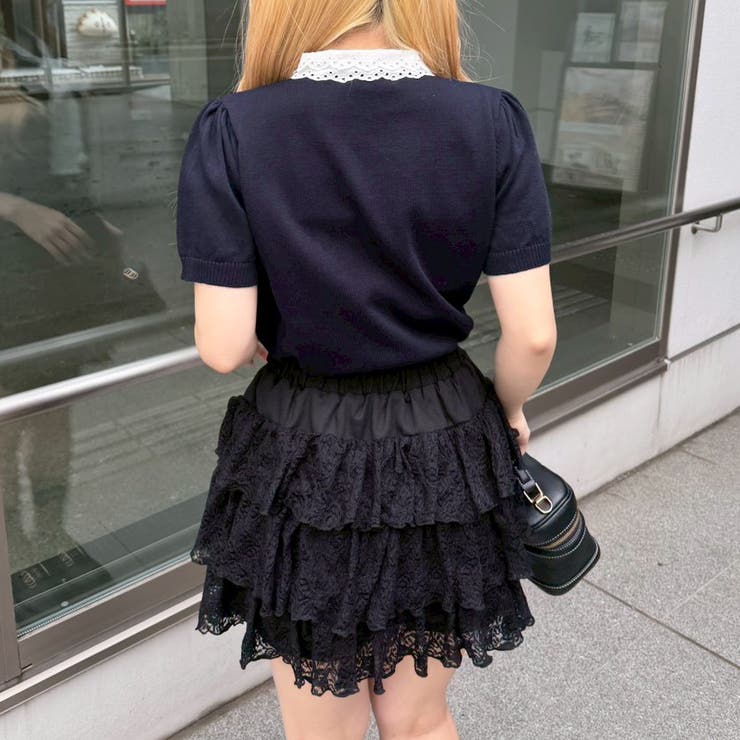 レースボウタイ半袖ニット | RMAF　NICE CLAUP / OLIVE des OLIVE | 詳細画像3 