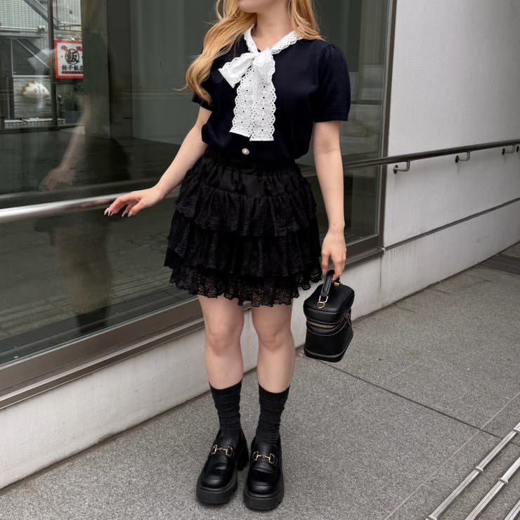 レースボウタイ半袖ニット | RMAF　NICE CLAUP / OLIVE des OLIVE | 詳細画像5 