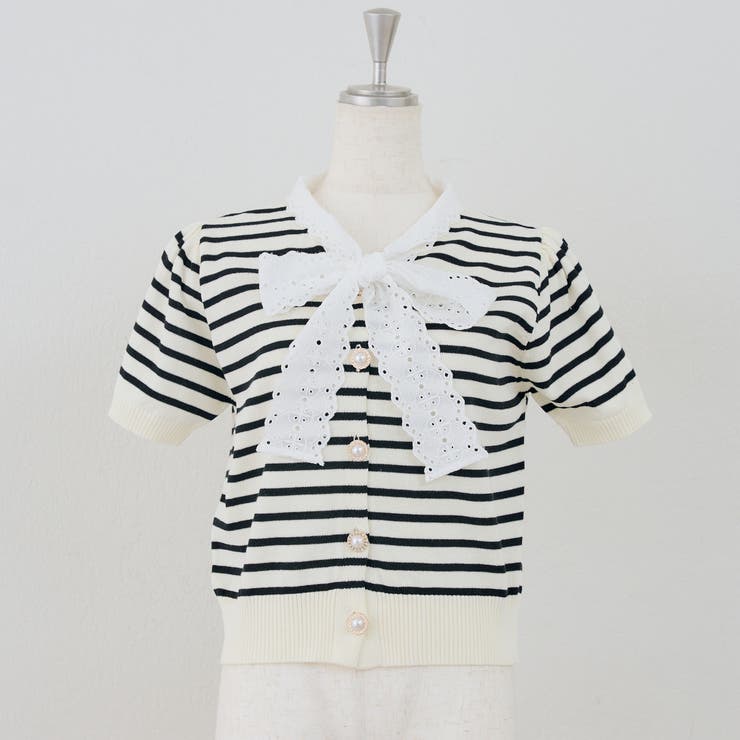 レースボウタイ半袖ニット | RMAF　NICE CLAUP / OLIVE des OLIVE | 詳細画像15 