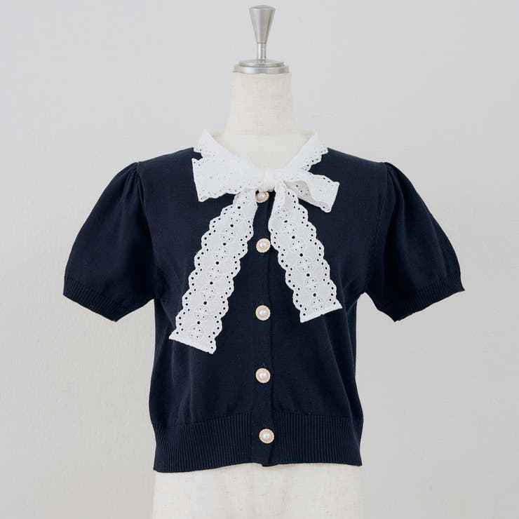 レースボウタイ半袖ニット | RMAF　NICE CLAUP / OLIVE des OLIVE | 詳細画像16 