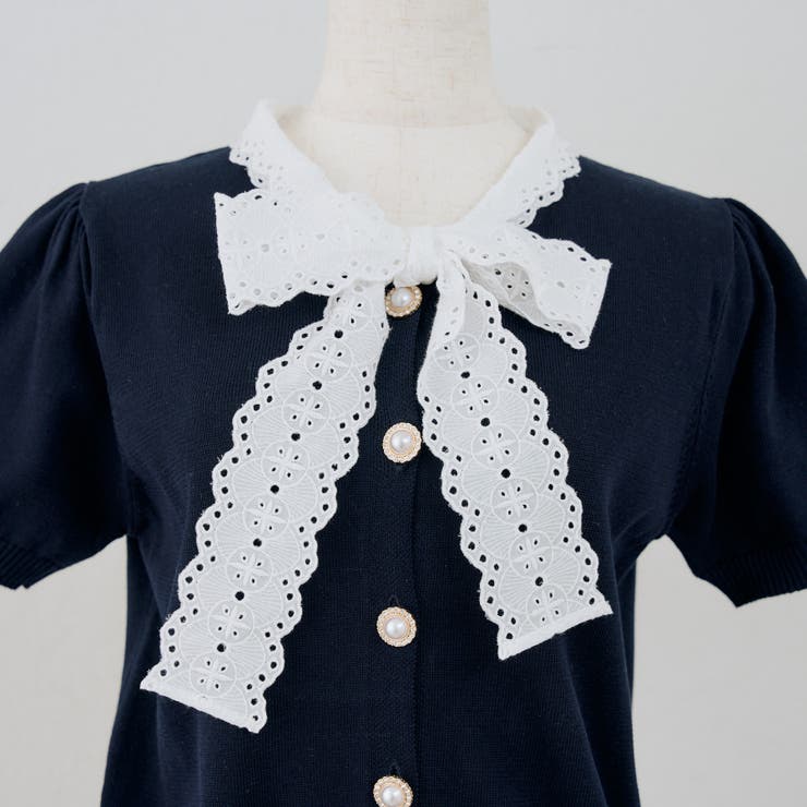 レースボウタイ半袖ニット | RMAF　NICE CLAUP / OLIVE des OLIVE | 詳細画像17 