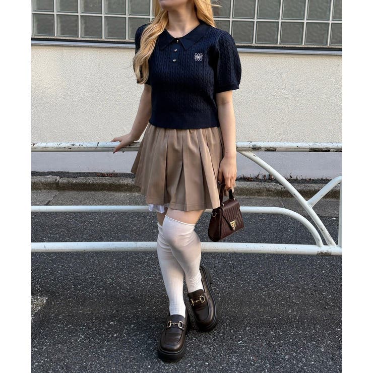 ケーブル半袖ポロニット | RMAF　NICE CLAUP / OLIVE des OLIVE | 詳細画像5 