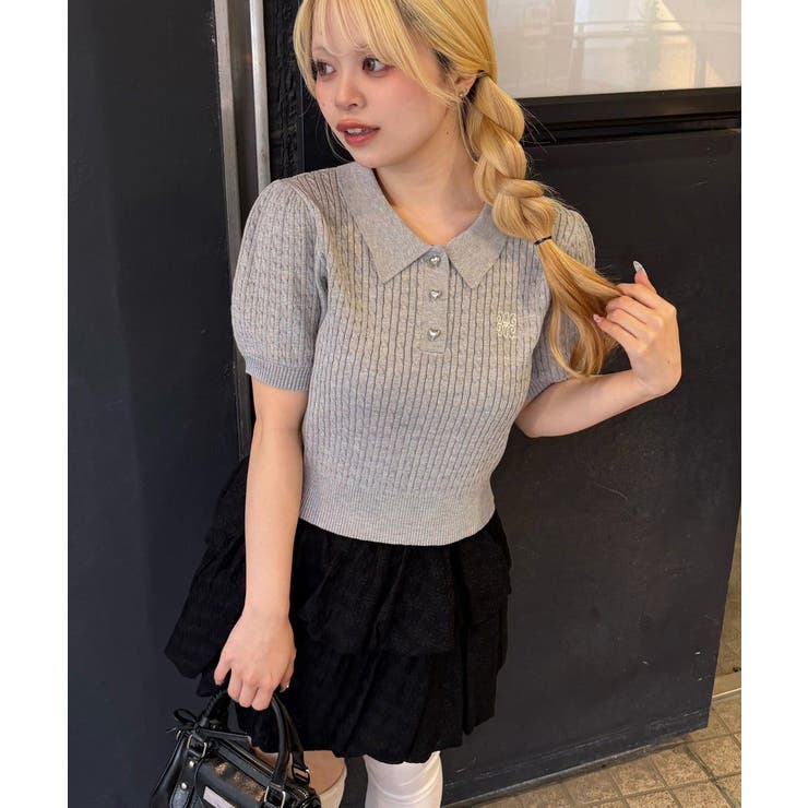 トップグレー | ケーブル半袖ポロニット | RMAF　NICE CLAUP / OLIVE des OLIVE