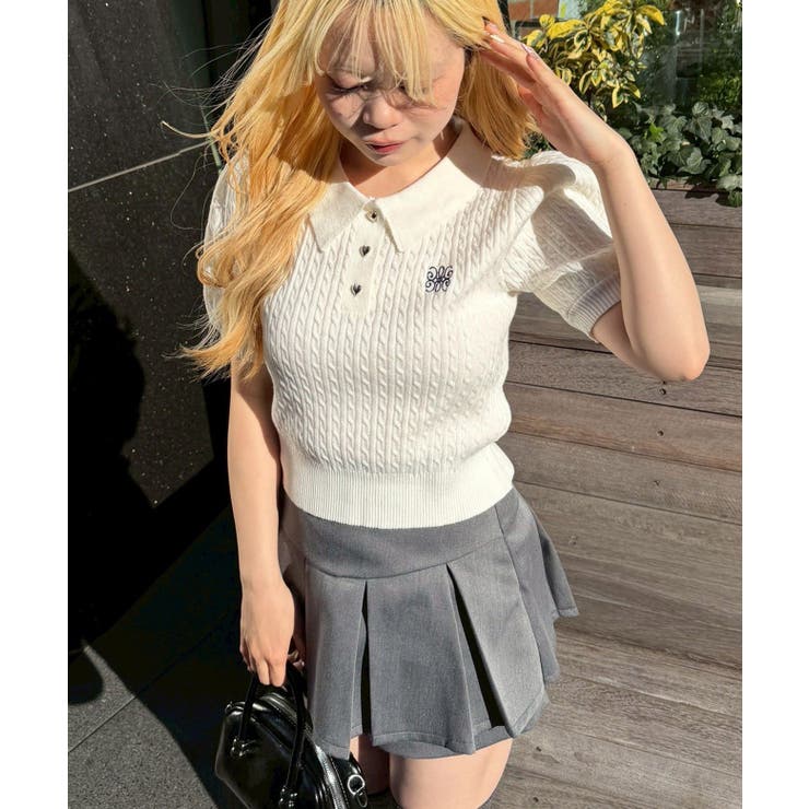 アイボリー | ケーブル半袖ポロニット | RMAF　NICE CLAUP / OLIVE des OLIVE