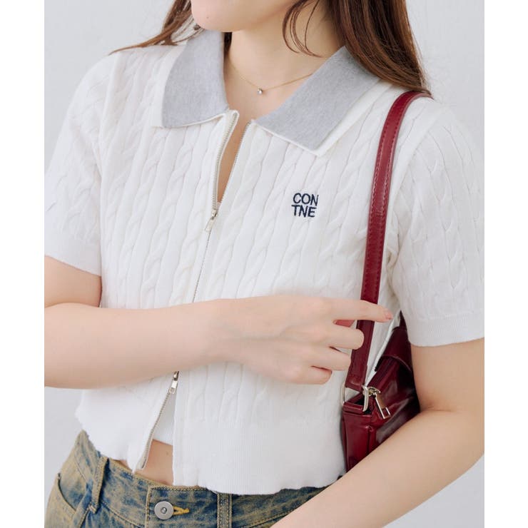 アイボリー | 2枚衿ダブルジップカーディガン | RMAF　NICE CLAUP / OLIVE des OLIVE