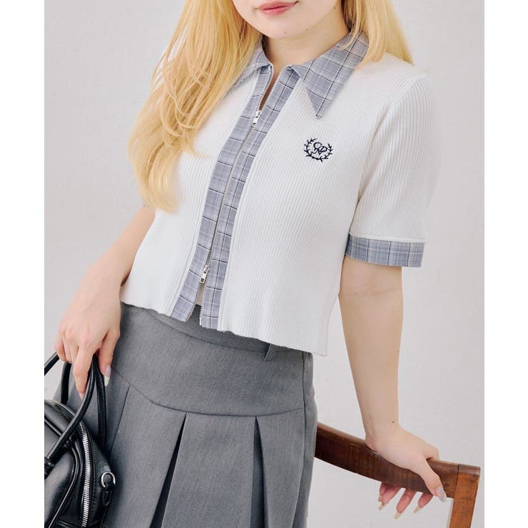 アイボリー | チェックドッキングダブルジップトップス | RMAF　NICE CLAUP / OLIVE des OLIVE
