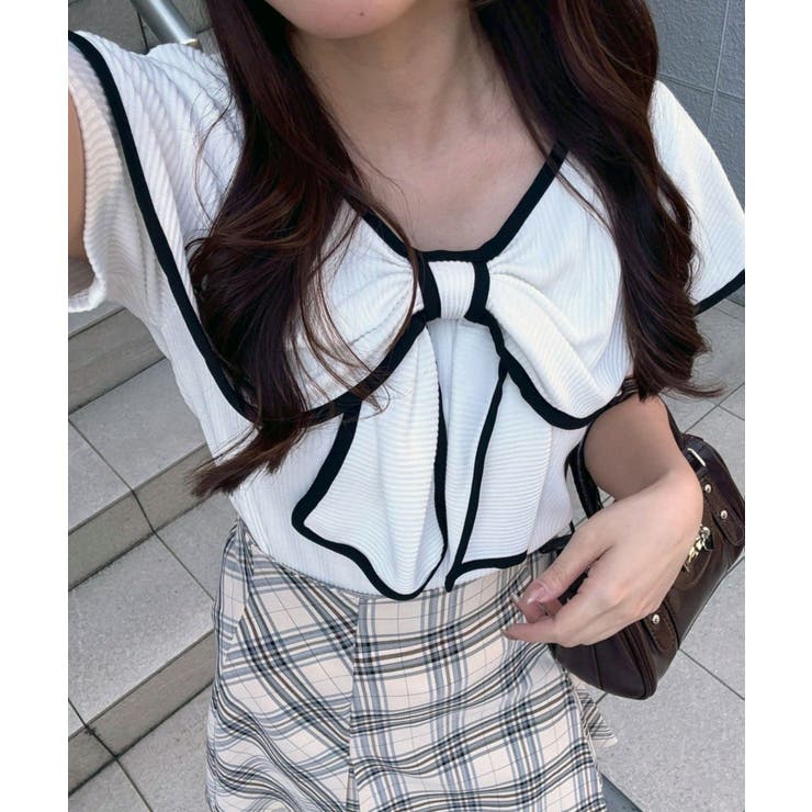 半袖リボントップス | RMAF　NICE CLAUP / OLIVE des OLIVE | 詳細画像1 