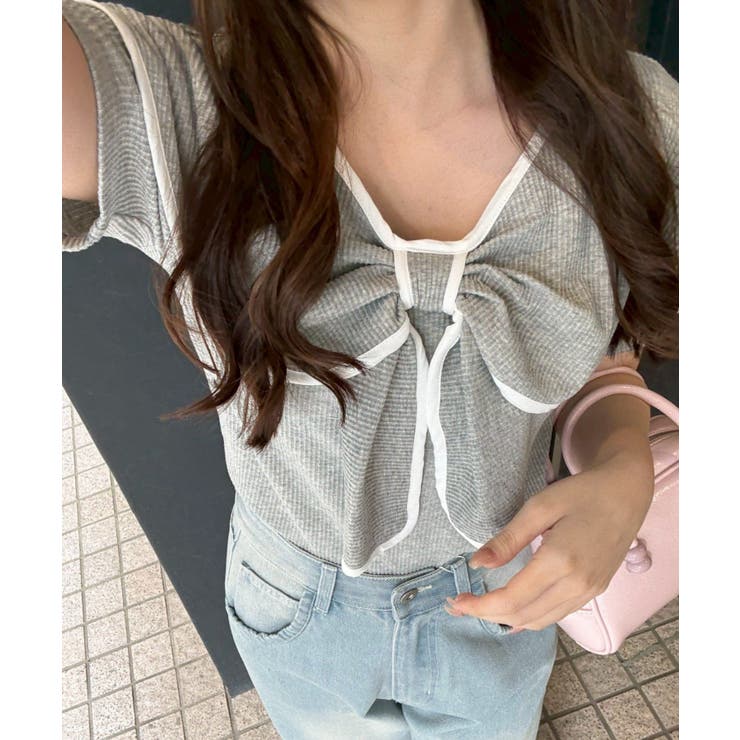 グレー | 半袖リボントップス | RMAF　NICE CLAUP / OLIVE des OLIVE