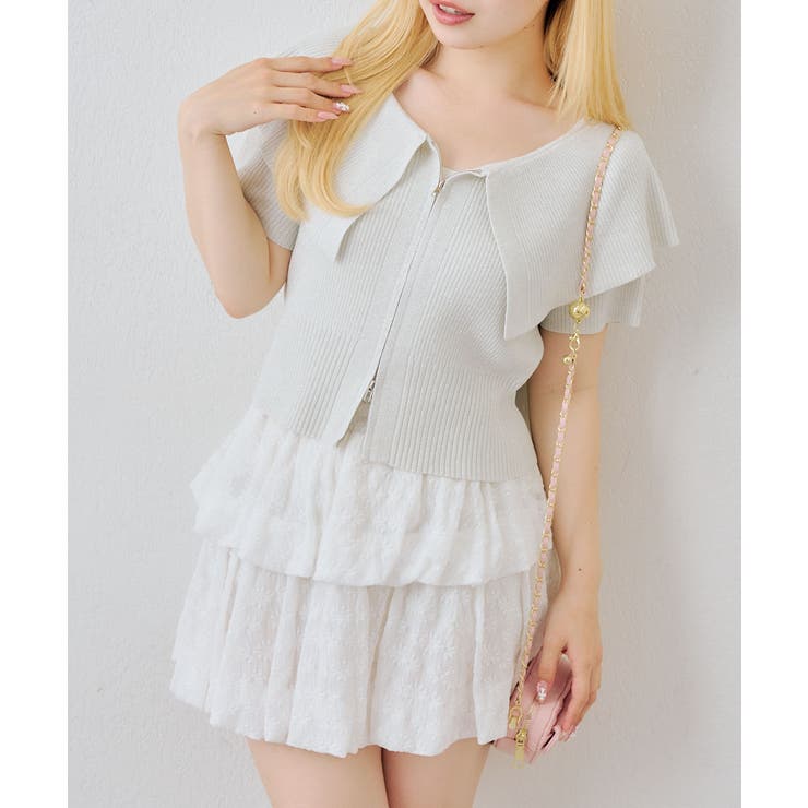 【5色展開】キラキララメ入り素材 ビッグ衿ラメジップカーディガン | RMAF　NICE CLAUP / OLIVE des OLIVE | 詳細画像16 