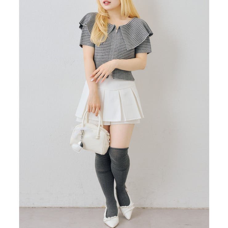 【5色展開】キラキララメ入り素材 ビッグ衿ラメジップカーディガン | RMAF　NICE CLAUP / OLIVE des OLIVE | 詳細画像31 