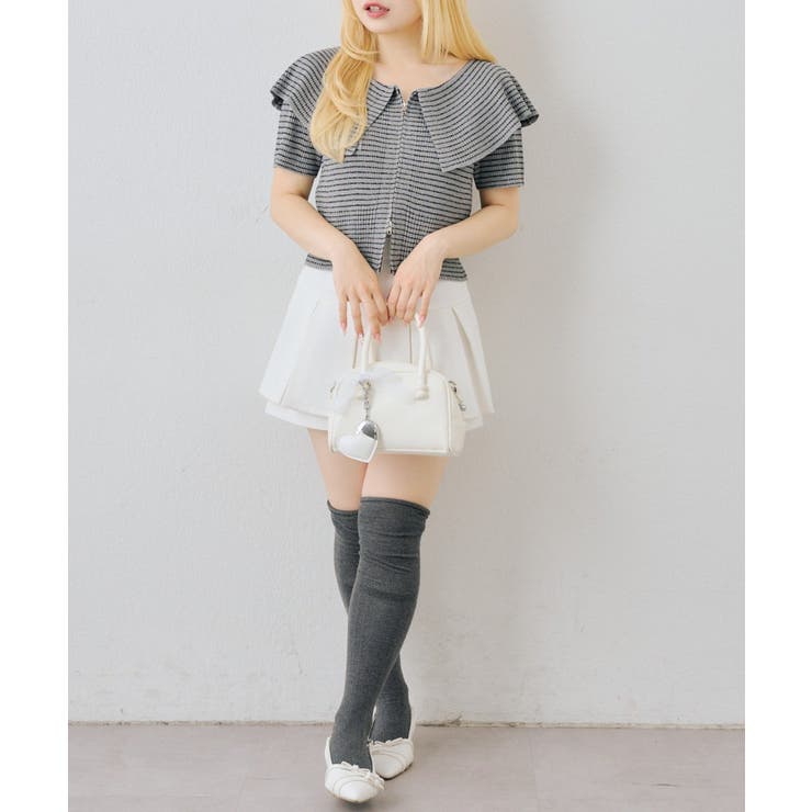 【5色展開】キラキララメ入り素材 ビッグ衿ラメジップカーディガン | RMAF　NICE CLAUP / OLIVE des OLIVE | 詳細画像32 
