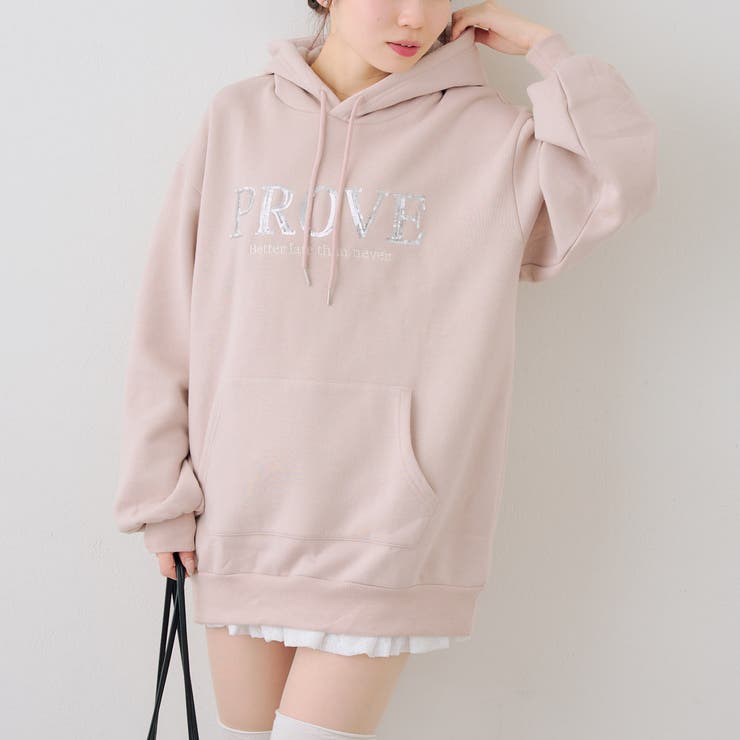 ピンク | スパンコールロゴ裏起毛パーカー | RMAF　NICE CLAUP / OLIVE des OLIVE