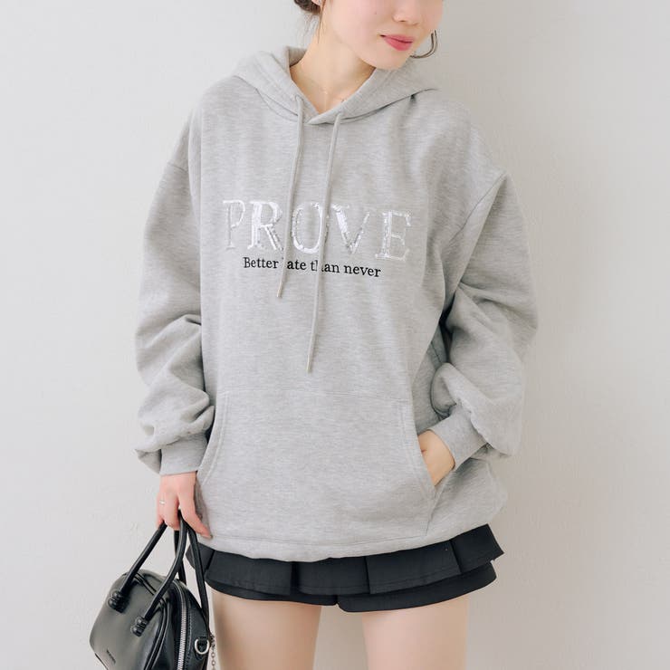 トップグレー | スパンコールロゴ裏起毛パーカー | RMAF　NICE CLAUP / OLIVE des OLIVE