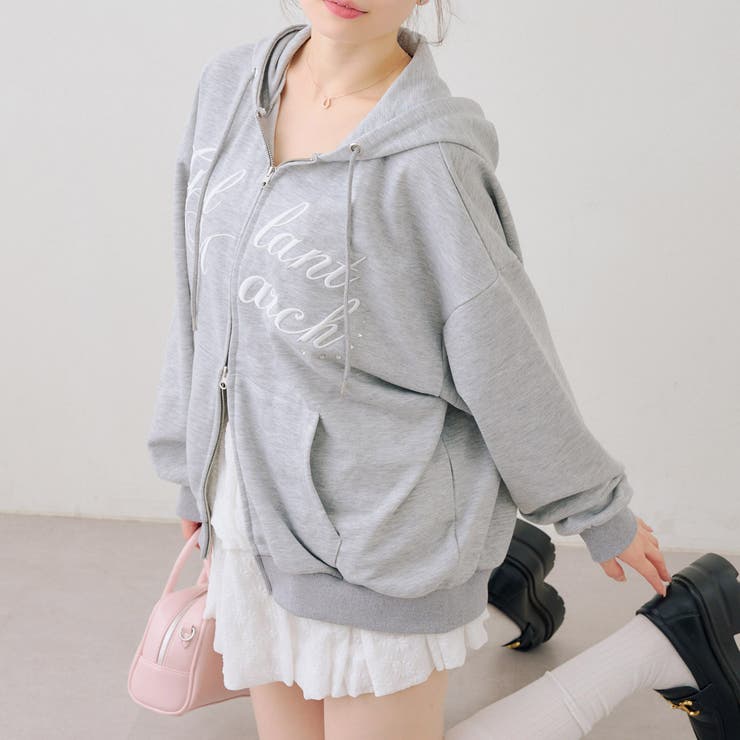 トップグレー | ロゴキラリラメ裏毛パーカー | RMAF　NICE CLAUP / OLIVE des OLIVE