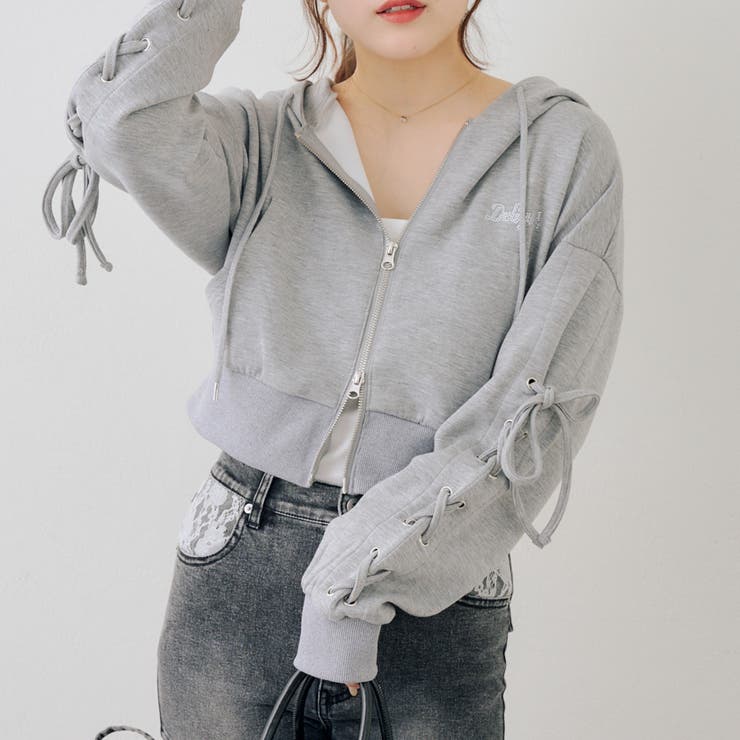 トップグレー | 【セットアップ対応】ダンボールレースアップパーカー | RMAF　NICE CLAUP / OLIVE des OLIVE