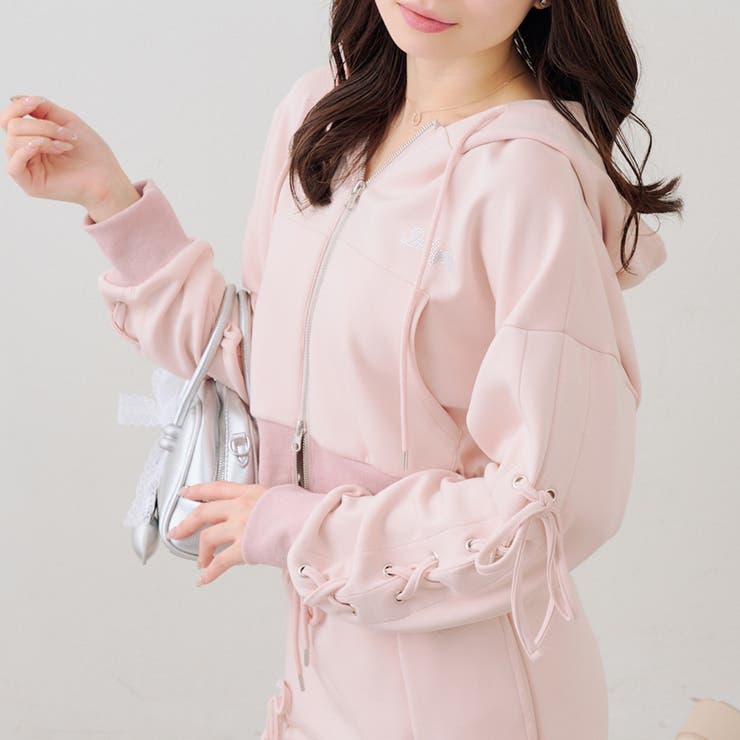 ピンク | 【セットアップ対応】ダンボールレースアップパーカー | RMAF　NICE CLAUP / OLIVE des OLIVE