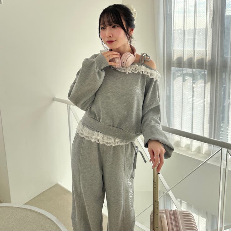 【丈の長さを選べる】ラメ裏毛ワンショルプルオーバー | RMAF　NICE CLAUP / OLIVE des OLIVE | 詳細画像2 