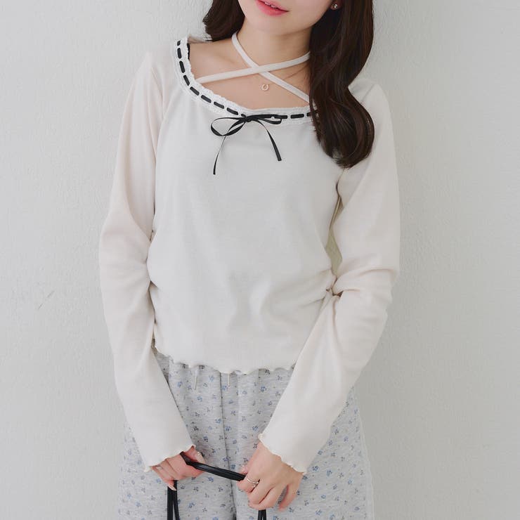 衿レースリボンテレコトップス | RMAF　NICE CLAUP / OLIVE des OLIVE | 詳細画像1 