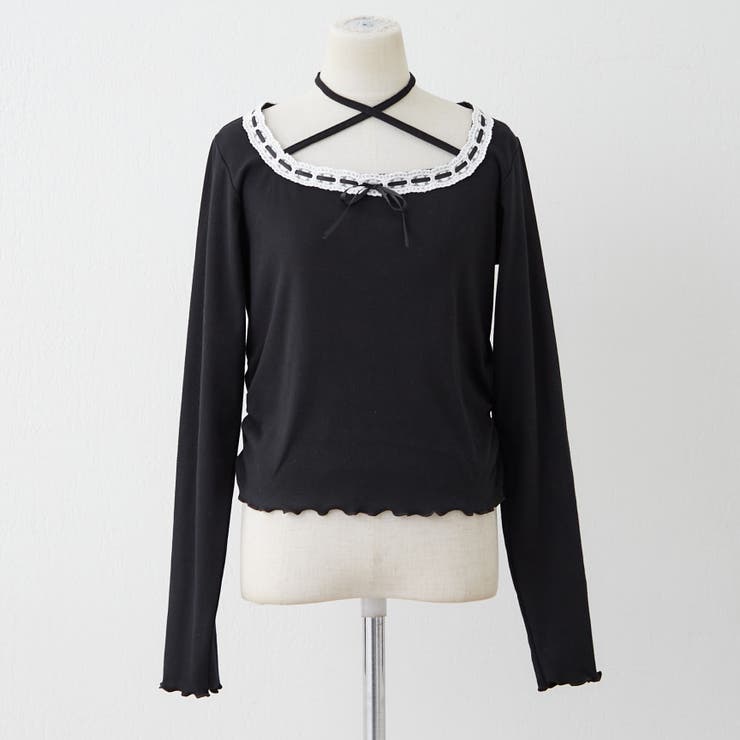 ブラック | 衿レースリボンテレコトップス | RMAF　NICE CLAUP / OLIVE des OLIVE