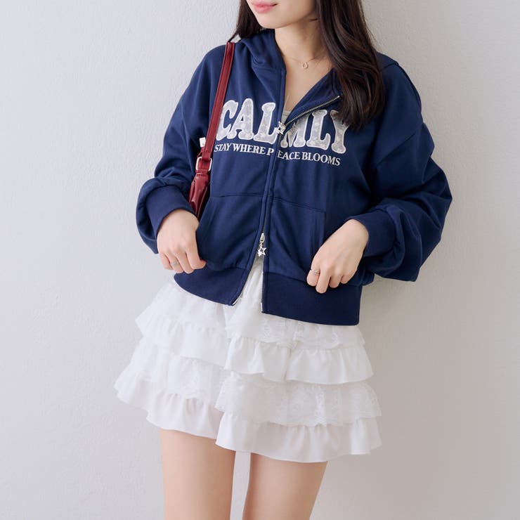 ネイビー | 【丈の長さを選べる】レースロゴパーカー | NICE CLAUP / OLIVE des OLIVE　OUTLET