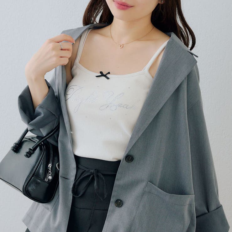 アイボリー | ラインストーンロゴカップ付キャミ | RMAF　NICE CLAUP / OLIVE des OLIVE