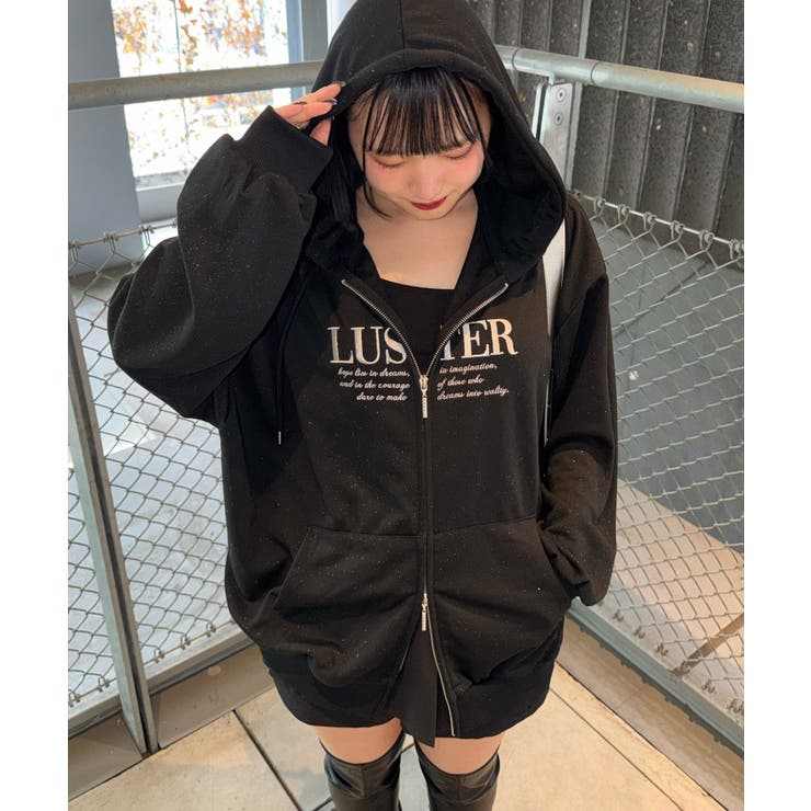 ブラック系 | 【丈の長さを選べる】キラキラパーカー | RMAF　NICE CLAUP / OLIVE des OLIVE