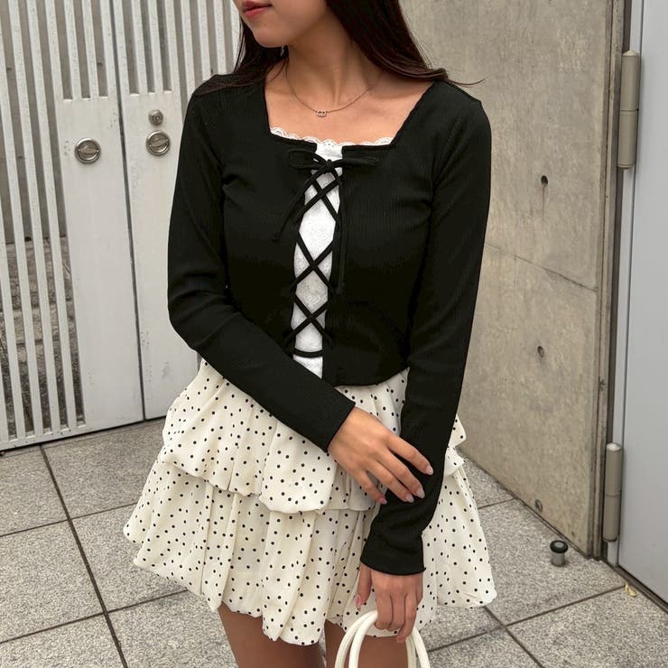 レース×レースアップドッキングテレコトップス | RMAF　NICE CLAUP / OLIVE des OLIVE | 詳細画像14 