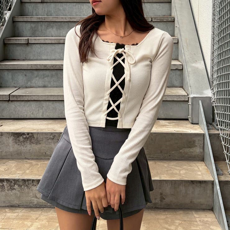 オフ | レース×レースアップドッキングテレコトップス | RMAF　NICE CLAUP / OLIVE des OLIVE