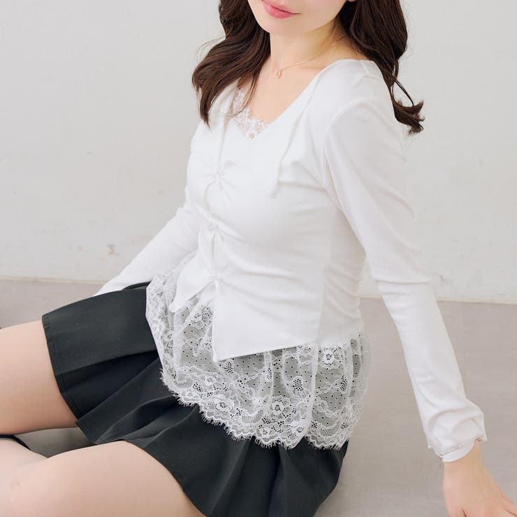 アイボリー | 裾レースドッキングプルオーバー | RMAF　NICE CLAUP / OLIVE des OLIVE