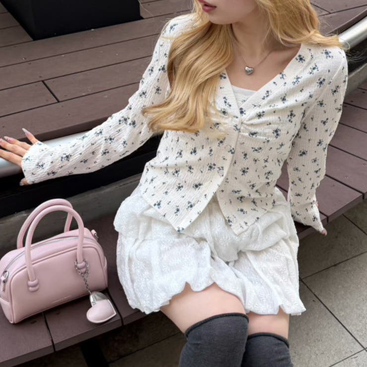 【セットアイテム】花柄ジャガードカーディガン×キャミ | NICE CLAUP / OLIVE des OLIVE　OUTLET | 詳細画像1 