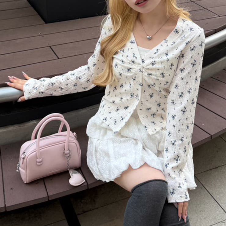 花柄 | 【セットアイテム】花柄ジャガードカーディガン×キャミ | NICE CLAUP / OLIVE des OLIVE　OUTLET