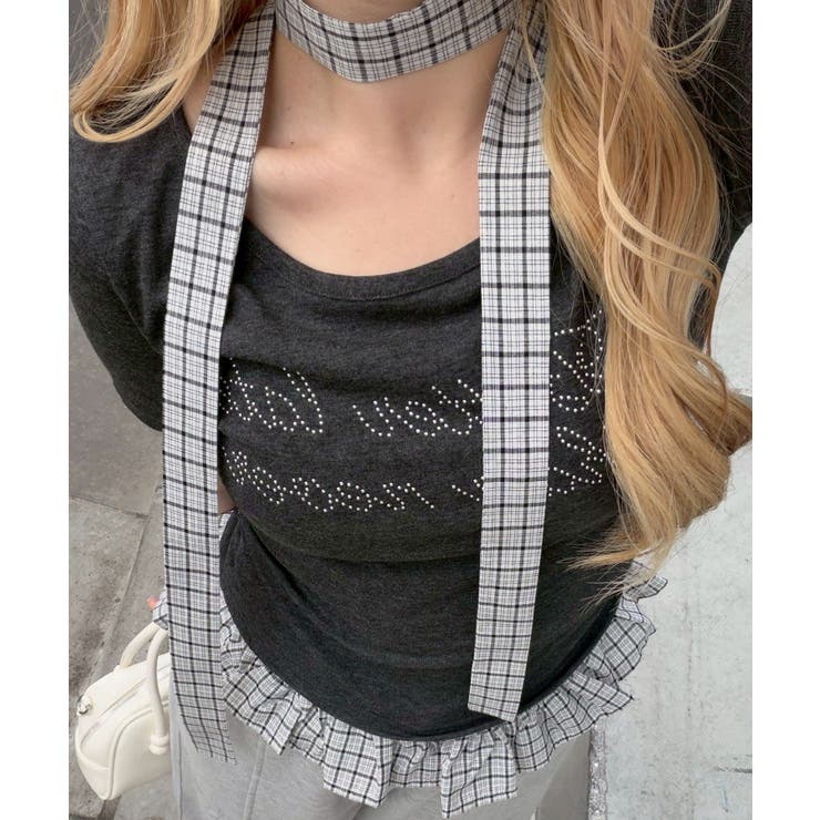 チャコール | チョーカー付裾フリルフライスT | RMAF　NICE CLAUP / OLIVE des OLIVE