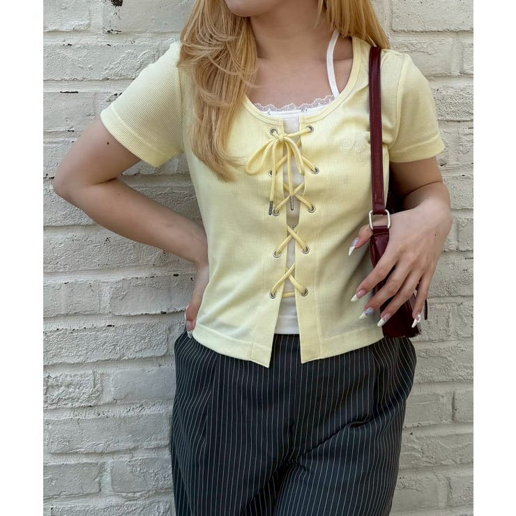 イエロー | 【5色展開】レースアップドッキングプルオーバー | RMAF　NICE CLAUP / OLIVE des OLIVE