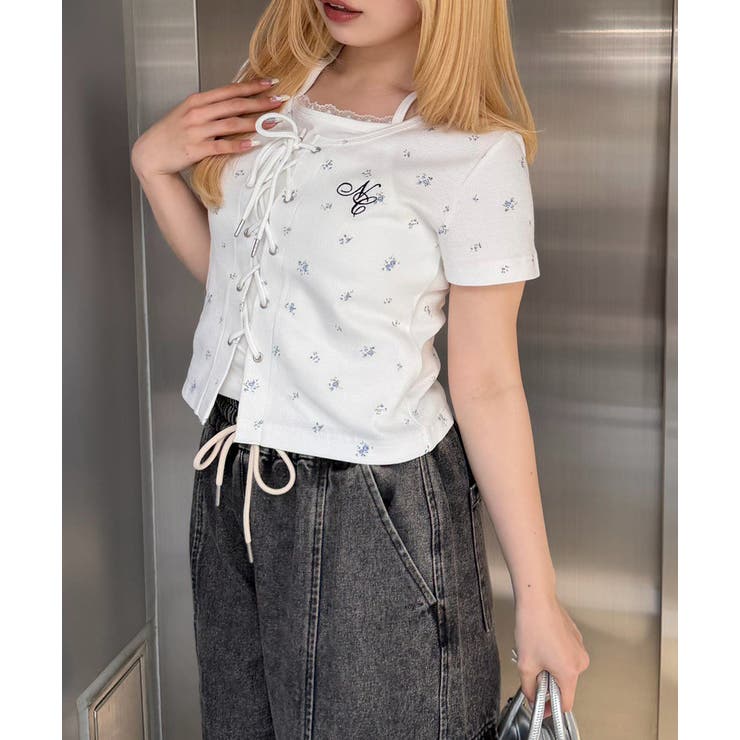 花柄 | 【5色展開】レースアップドッキングプルオーバー | RMAF　NICE CLAUP / OLIVE des OLIVE