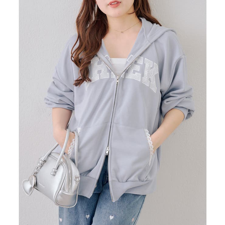 サックス | 【5色展開】レースロゴ裏毛パーカー | RMAF　NICE CLAUP / OLIVE des OLIVE