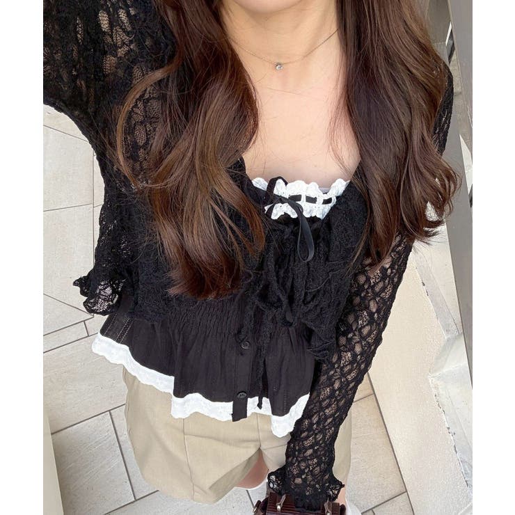 ブラック | ラッフルフリフリカーディガン | RMAF　NICE CLAUP / OLIVE des OLIVE