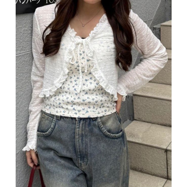 ホワイト | 【セットアイテム】レースカーディガン×カップ付きレースキャミ | RMAF　NICE CLAUP / OLIVE des OLIVE