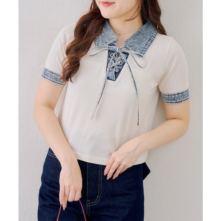 デニム切替レースアッププルオーバー | RMAF　NICE CLAUP / OLIVE des OLIVE | 詳細画像6 