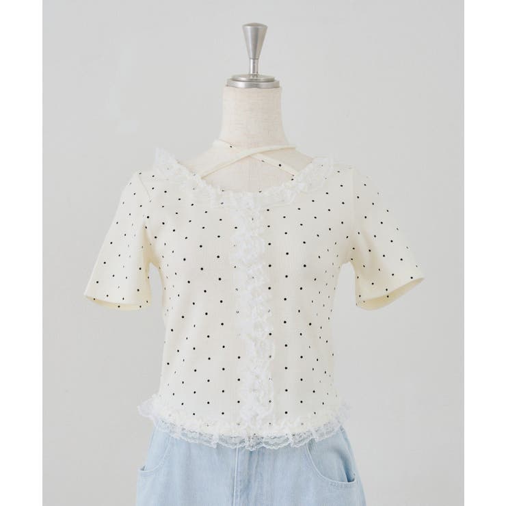 ホワイト系 | レースフリルテレコT | RMAF　NICE CLAUP / OLIVE des OLIVE