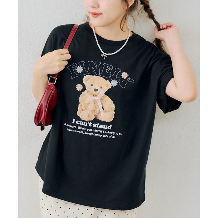 ブラック | くまちゃんとお花ロゴT | RMAF　NICE CLAUP / OLIVE des OLIVE
