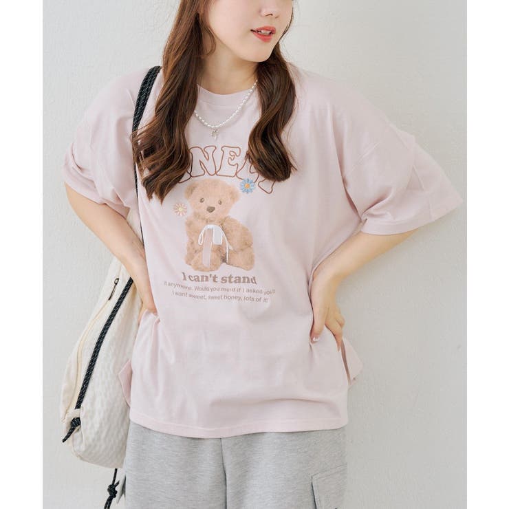 ピンク | くまちゃんとお花ロゴT | RMAF　NICE CLAUP / OLIVE des OLIVE